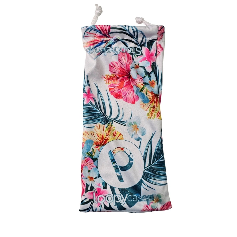 Loopy Case iPhone X XS Tropical Floral Hibiscus White Teal Finger Loop Pouch - Picture 3 of 6